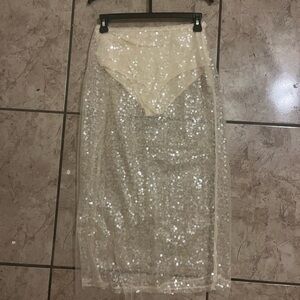 JASON WU white sheer sequin skirt